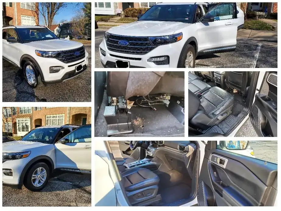 White SUV detailed inside and out: wheels, paint, leather seats and floor mats